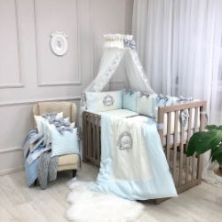 Lenjerie Patut Copii Bebe 8 piese Elegance blue